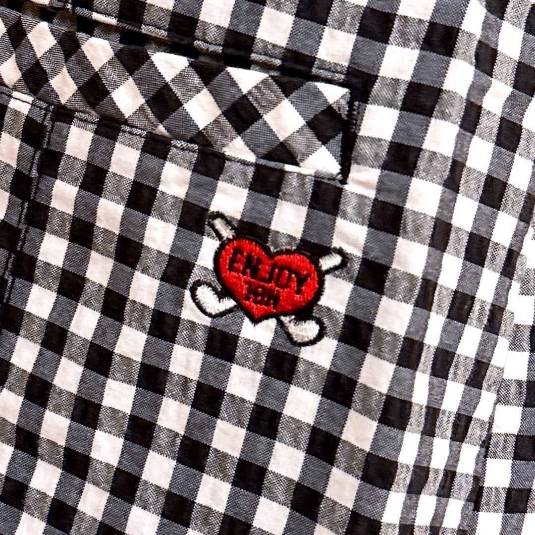 【フィラゴルフ】シアサッカー ギンガムチェック ゴルフ ワンピース L 黒×白