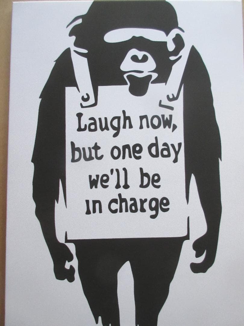 バンクシー落書きアート　ポスター木製パネル加工の新品