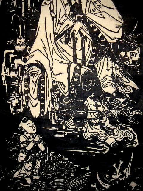 ♥掛軸　拓本　慈航普渡図　観音像　掛け軸　骨董品