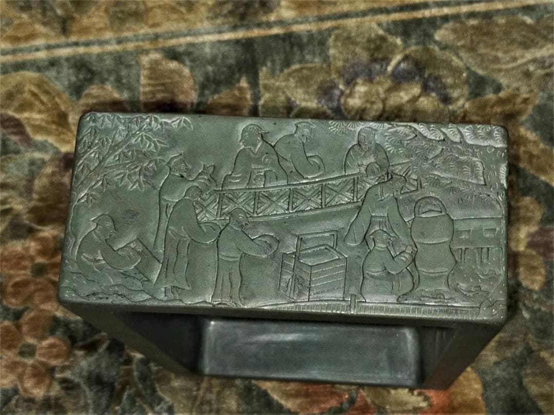 ♥中国　硯　特大　蘭亭硯　8.1ｋｇ　骨董品　端渓硯