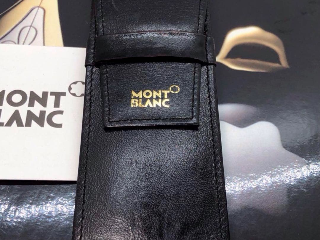 レアで貴重なヴィンテージCLASSIC漆黒本革ペンポーチ美品2本差し★モンブラン