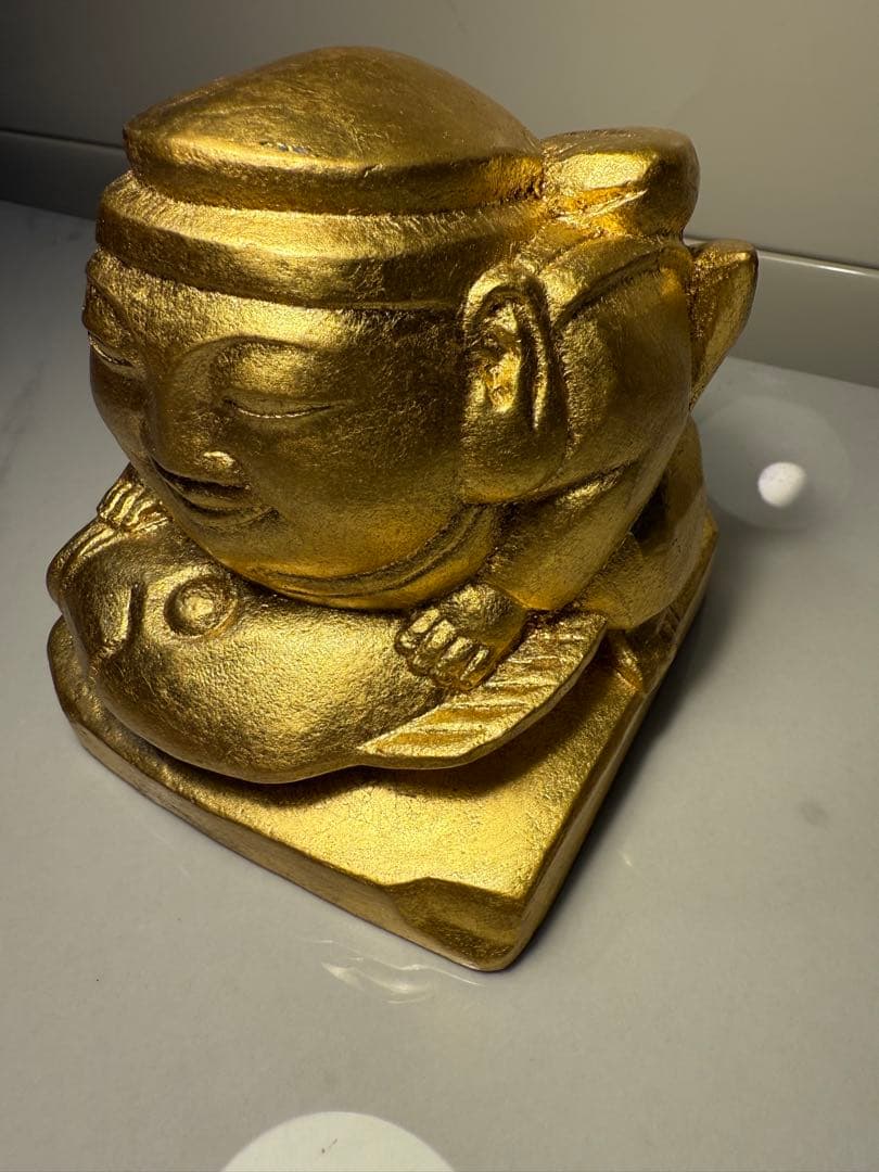 平櫛田中作　福徳恵比須座像　金箔ブロンズ像　田中名刻印