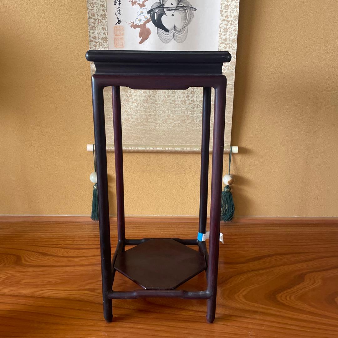 アジアンインテリア 中国上海 黒檀サイドテーブル 懸崖 花台 盆栽台 ビンテージ