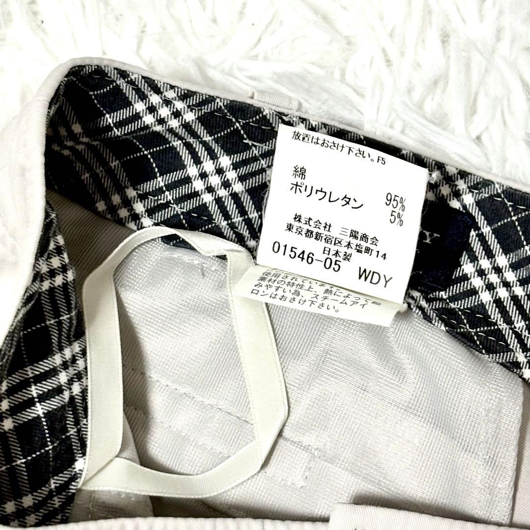 【極美品】 バーバリーゴルフ　パンツ　ノバチェック　オフホワイト　綿　S