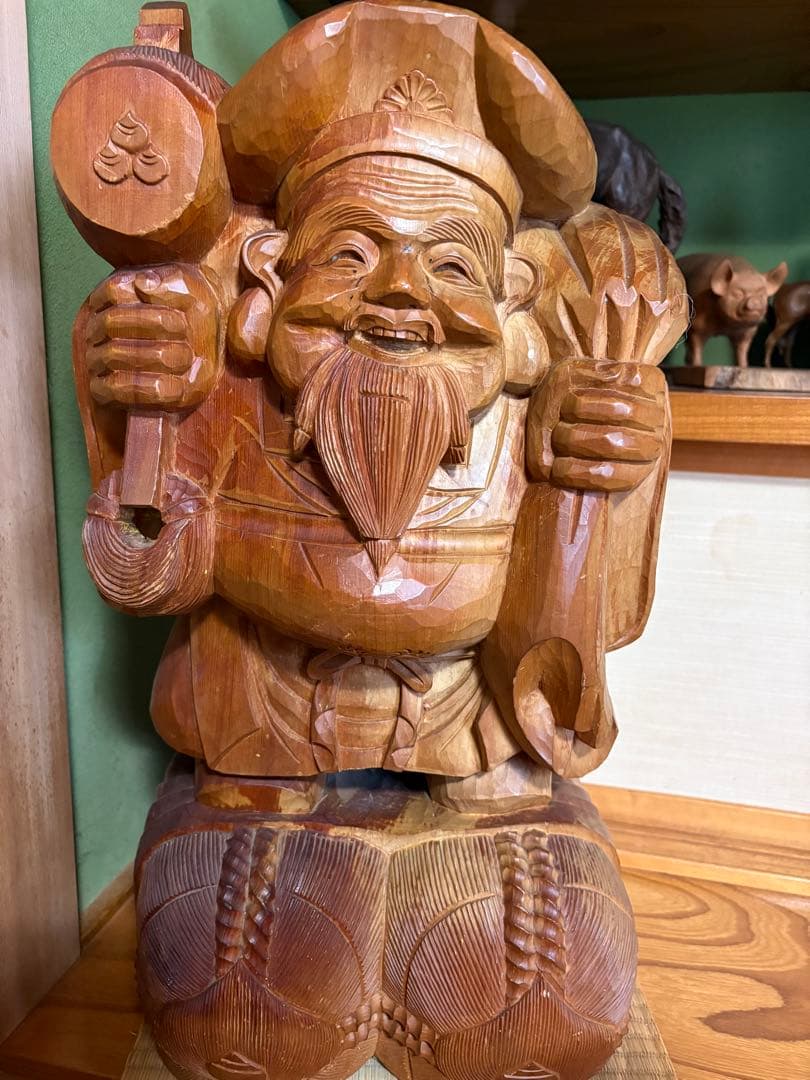 木彫り　大黒天　置き物　開運　縁起物