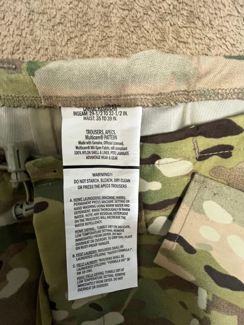 アメリカ陸軍 APECS マルチカム防水パンツ 大型レギュラー NWOT