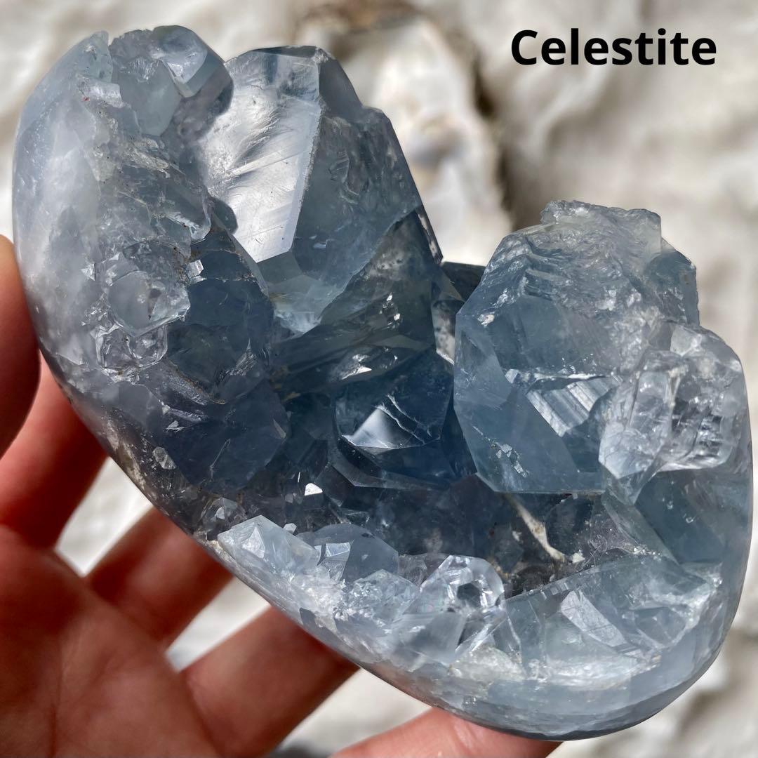 【 天然石 セレスタイト 原石　天青石　クラスター 】
