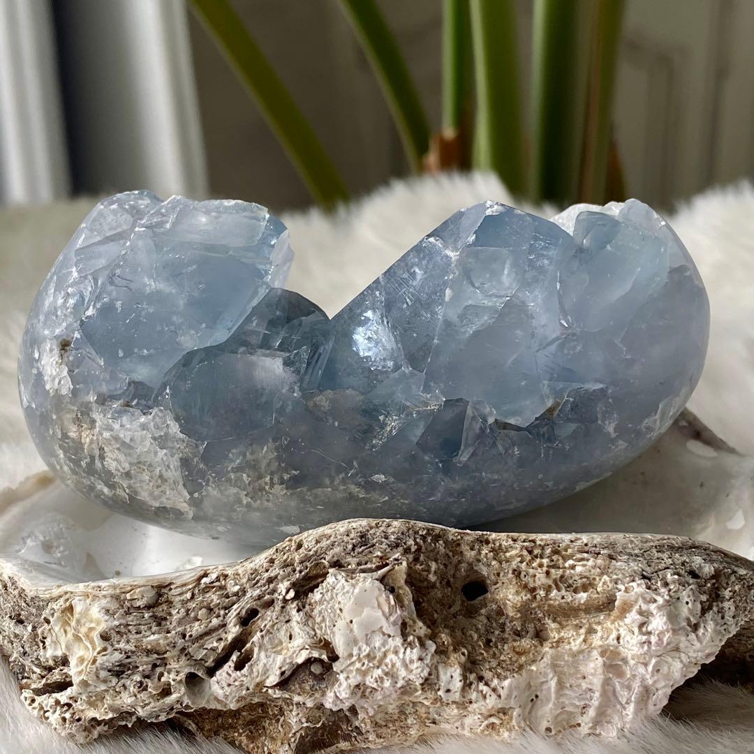 【 天然石 セレスタイト 原石　天青石　クラスター 】