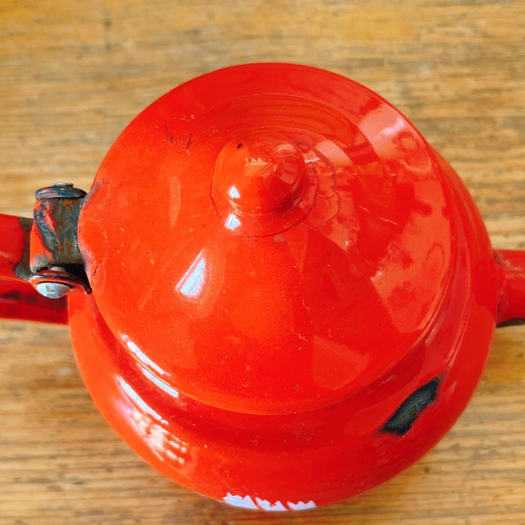 ホーロー　コロンと可愛い赤の1人用ミニポット