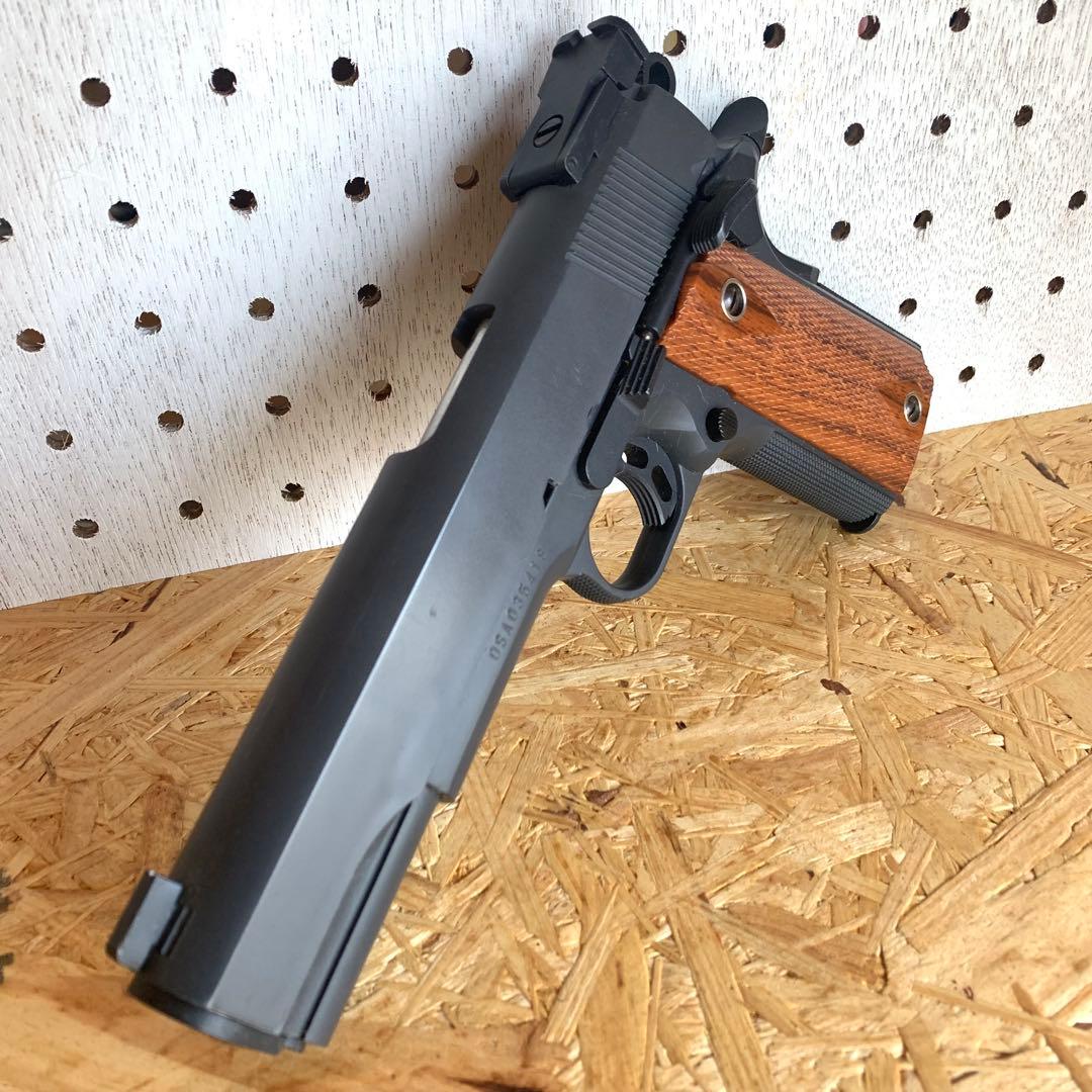 S2S M1911 ハンドガン エアコッキング ブラック シルバー木製柄グリップ