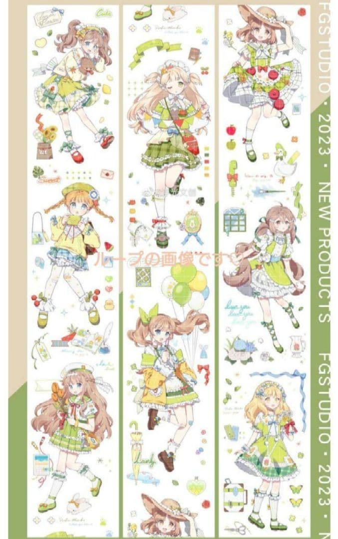 ✩のこり２✩J358＃青苹果(贝壳光)浮光切り売り海外人物マステ女の子