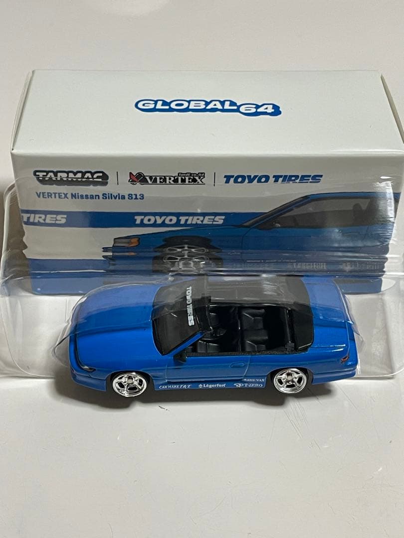 素人改造　1/64　ターマック　ヴェルテックス　日産　S13　コンバーチブル　青