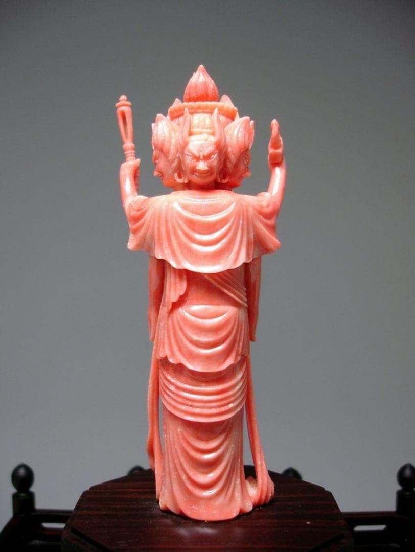 馬頭観音像 本珊瑚 サンゴ 珊瑚彫刻 仏像 美術品 宝石 原石 天然石 誕生石