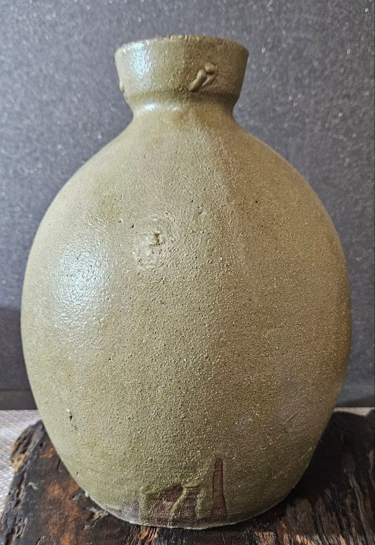 明治時代　薩摩焼系　苗代川焼系　緑釉　雲助　うんすけ　甕　壺　花入れ　オブジェ