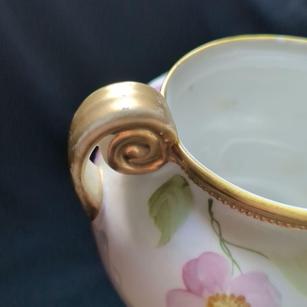 お値下げ　オールドノリタケ　金盛りワイルドローズ絵花瓶