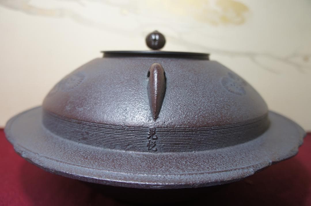 ☆美品 在銘 大型平蜘蛛釜 透木釜 　透木送料込み