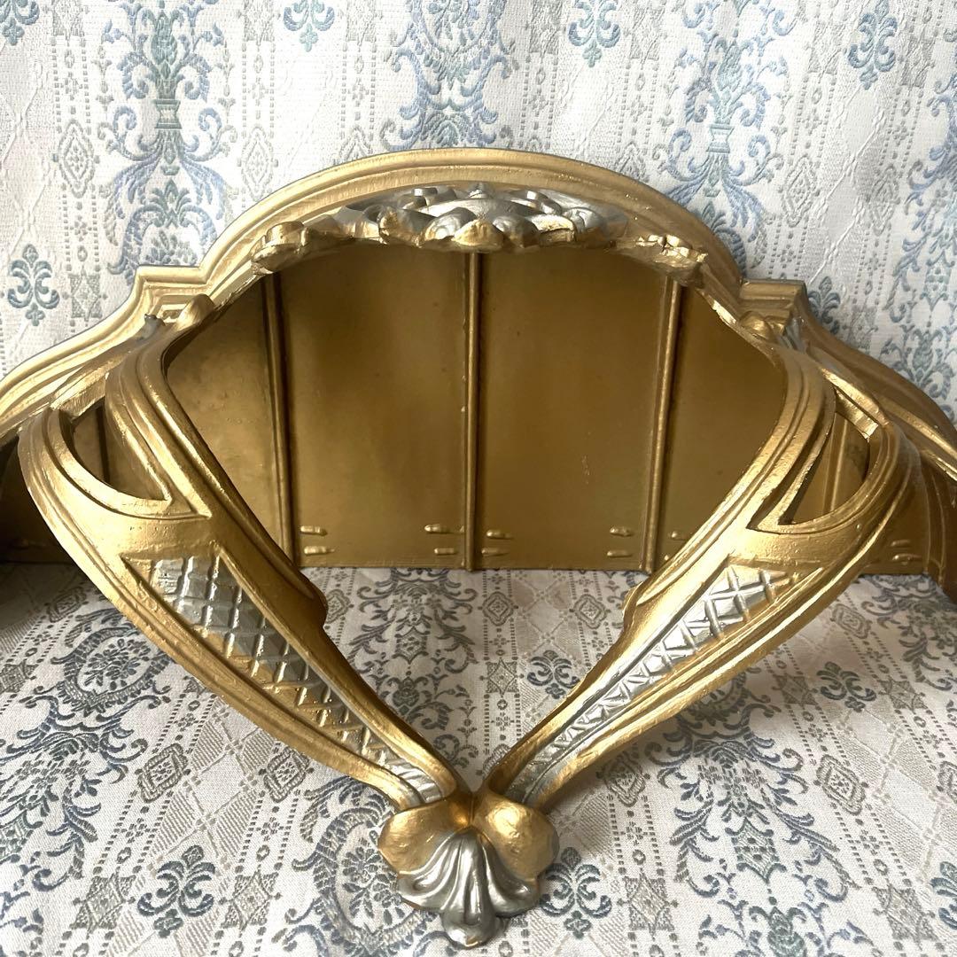 イタリア製 壁掛けコンソール① ウォールシェルフ ロココ調 アンティーク金色