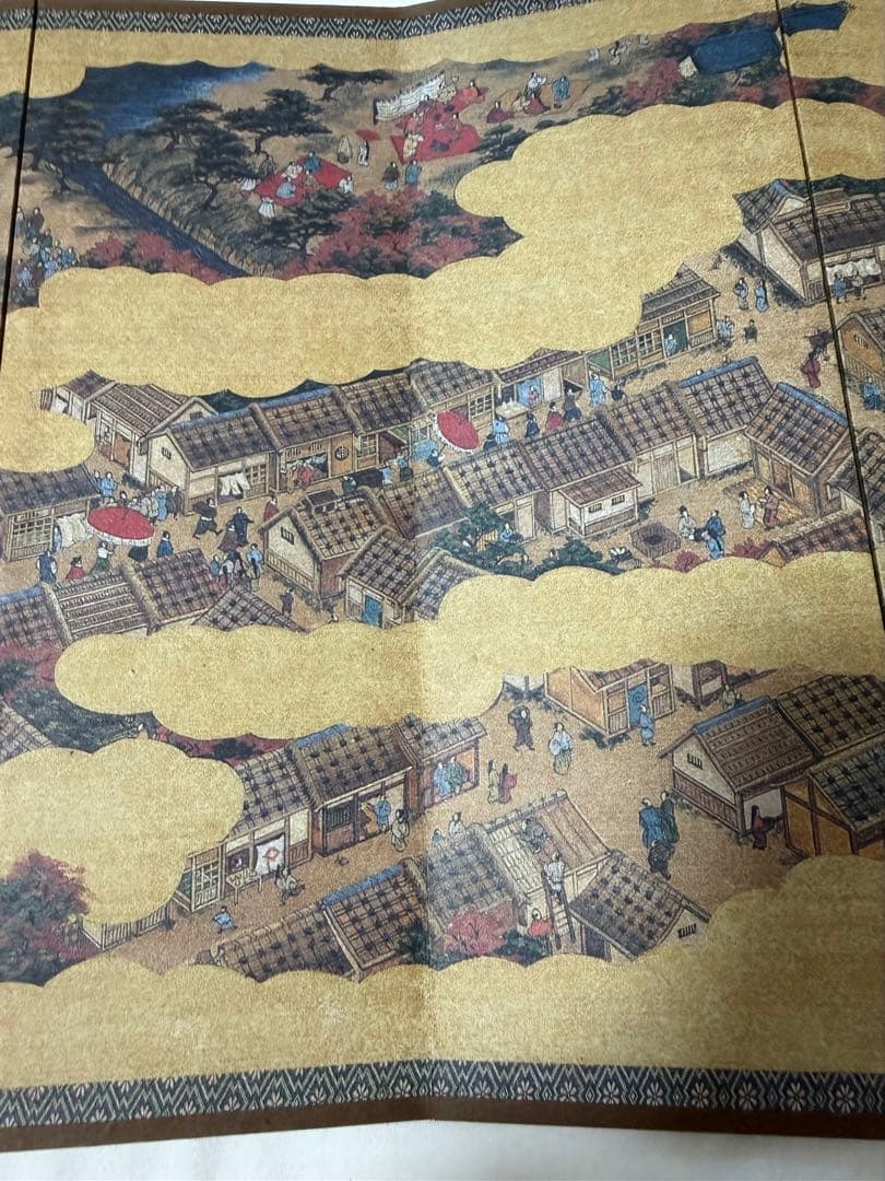 安土 南蛮図屏風 2個セット｜説明書・新聞切り抜き付｜記念複製屏風