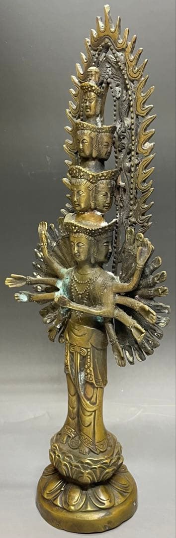 十一面千手千眼観世音菩薩　黄銅　病気平癒　延命長寿　開運　良縁　C2994