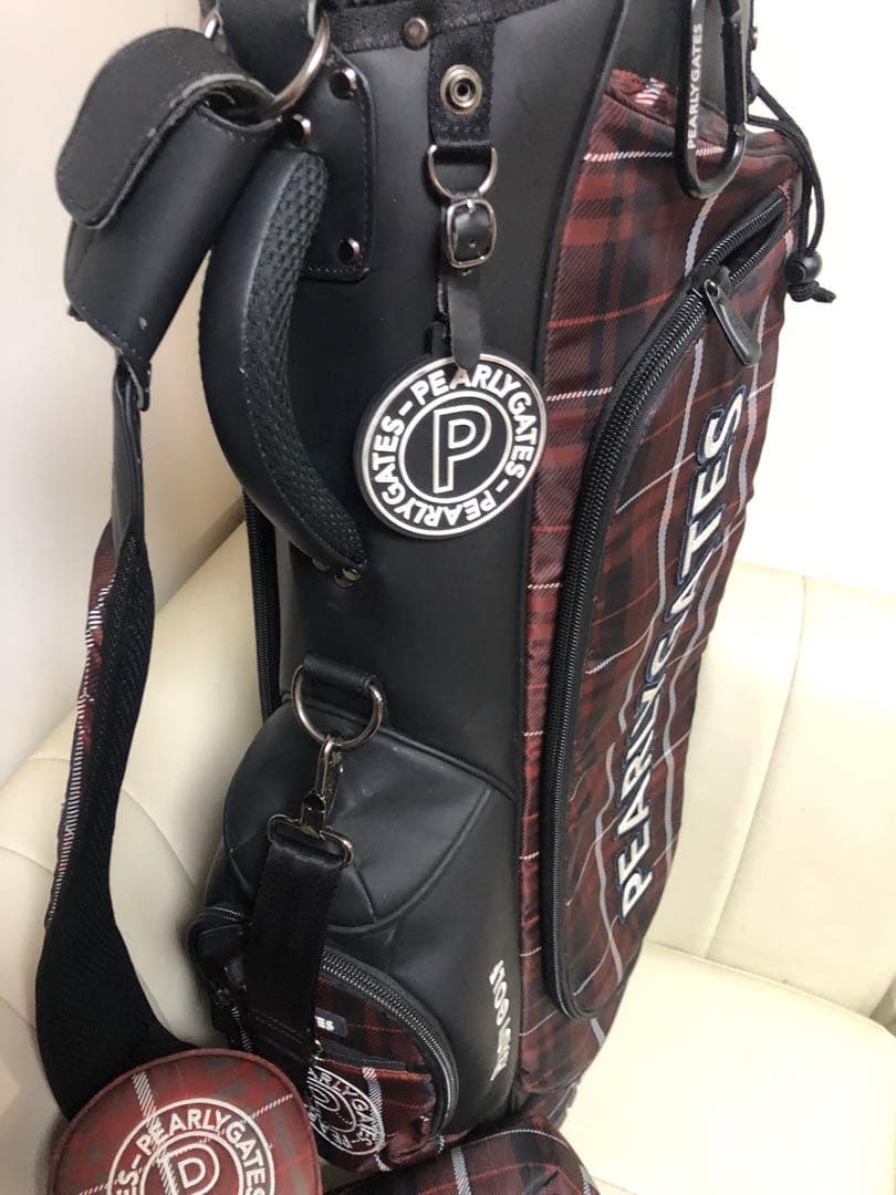 PEARLY GATES チェック柄 キャディバッグ　ヘッドカバー8点