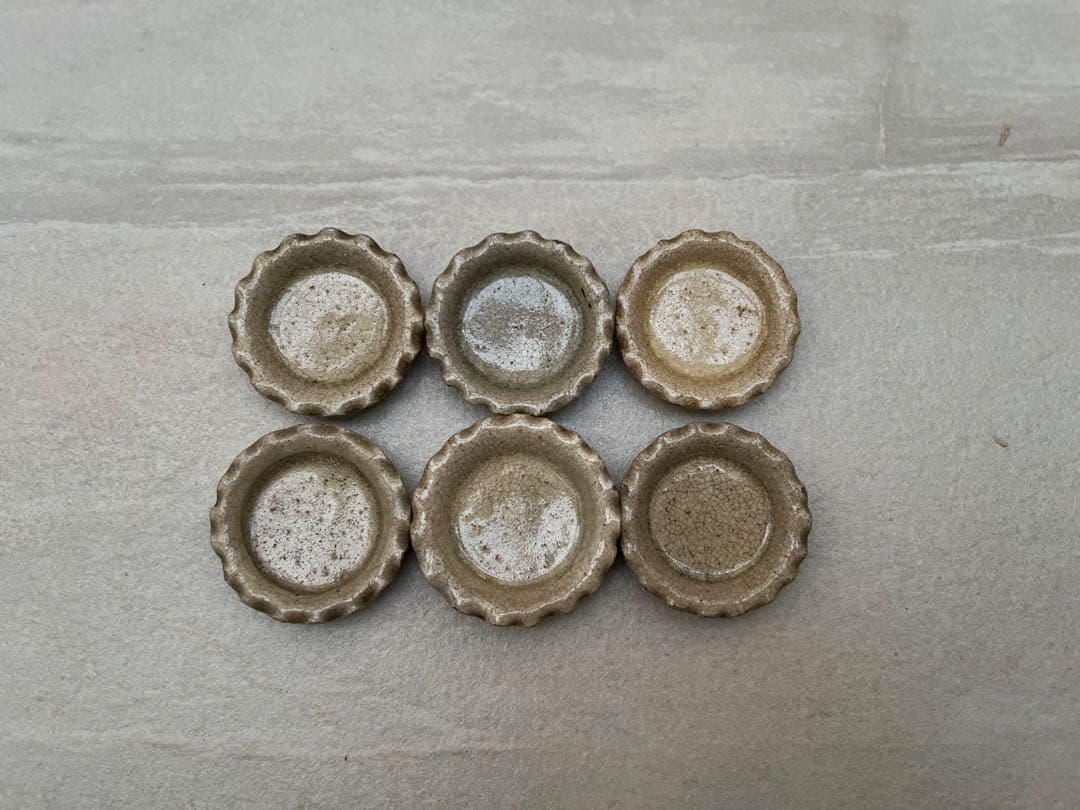 御深井 ひだ皿 豆皿 江戸時代 6枚セット小皿 茶道具 和食器 古陶磁器 骨董品