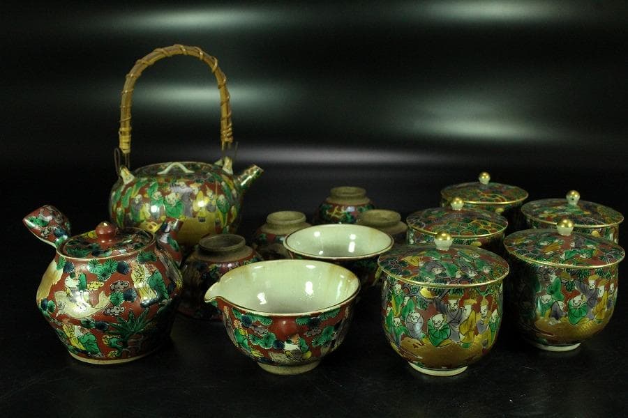 煎茶 青木木米 在銘 色絵 茶器揃(K-LC755)