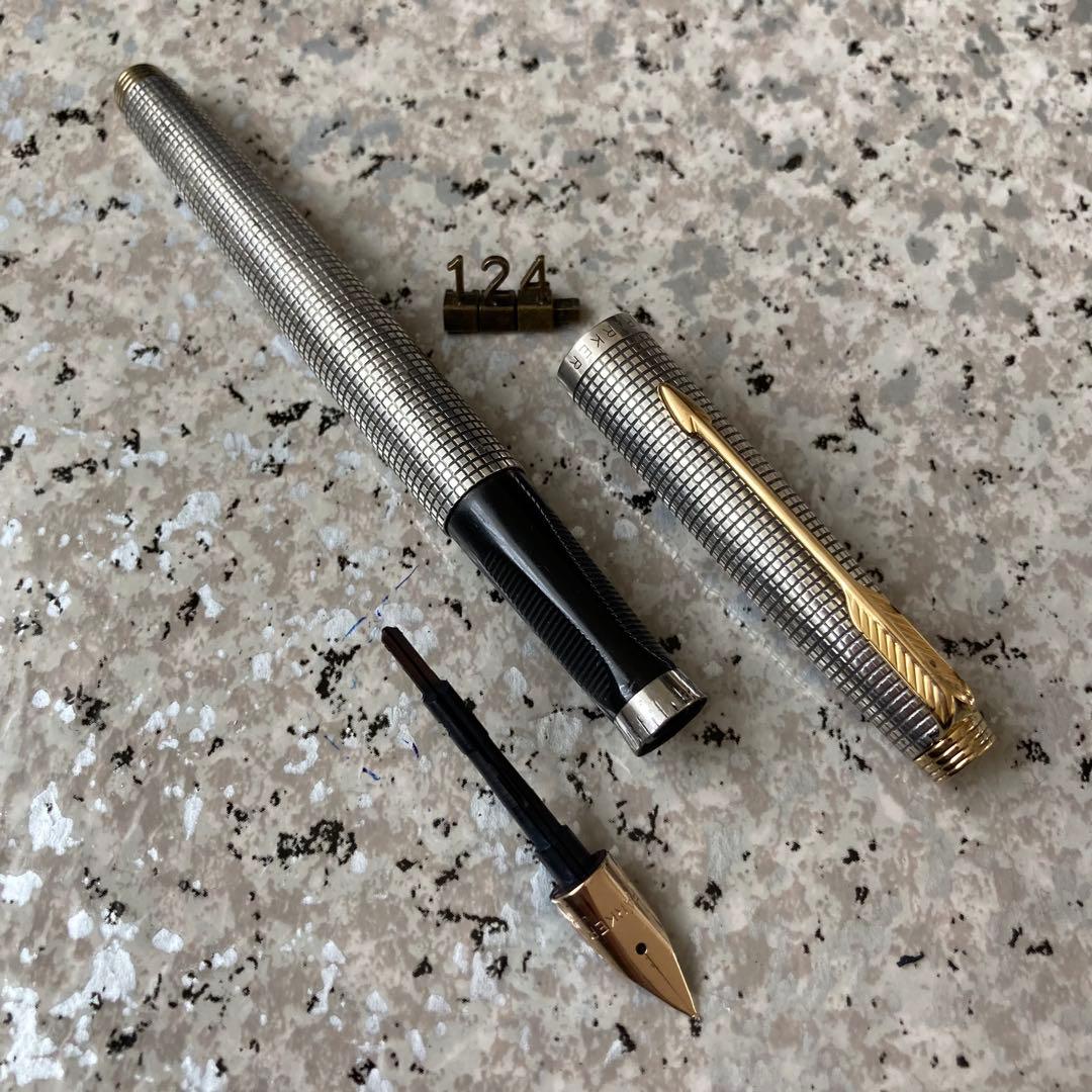 #124 オーバーホール済み 万年筆 PARKER パーカー シルバー 14k