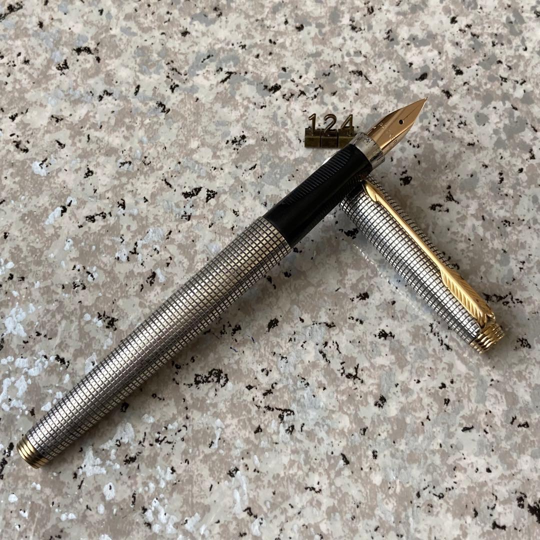 #124 オーバーホール済み 万年筆 PARKER パーカー シルバー 14k