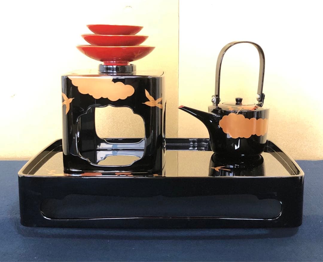 割引❗️《レ》輪島塗 蒔絵付 屠蘇器 漆光堂造 木製漆器 共箱 251110う5