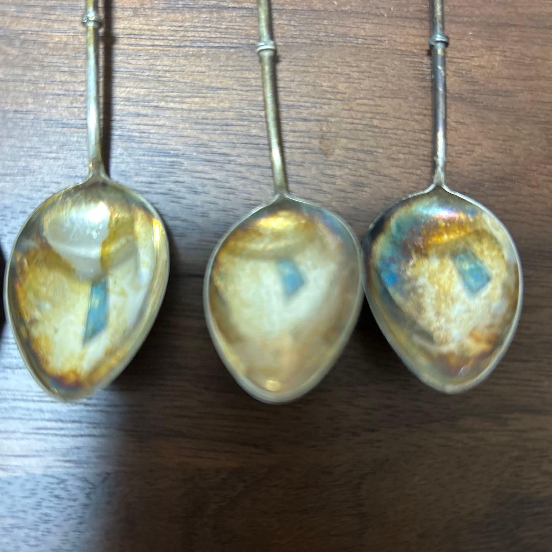 純銀　日本の伝統モチーフ スプーン 6本セット