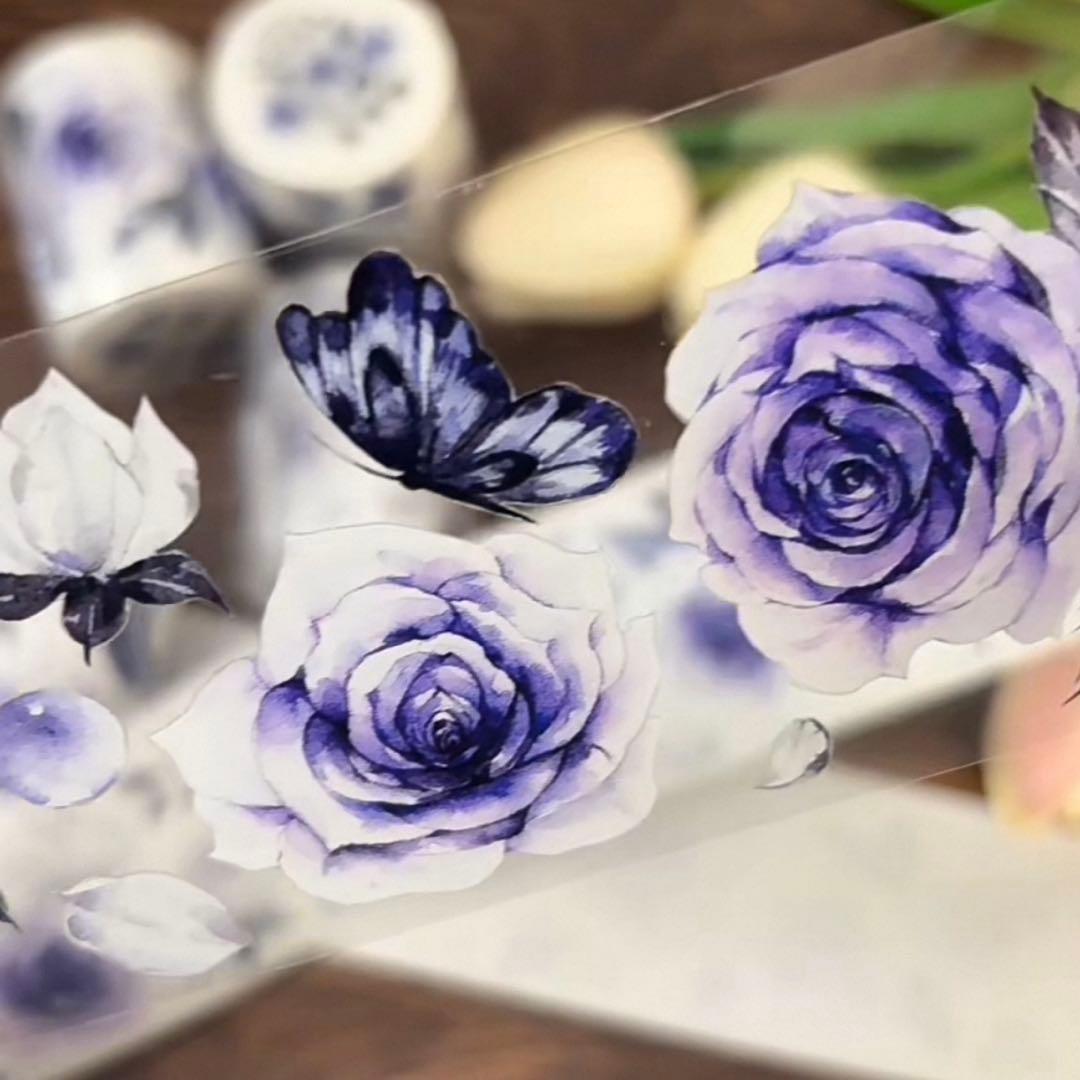 新品　凝夜紫シリーズ　PET亮面マスキングテープ　マステ　6m