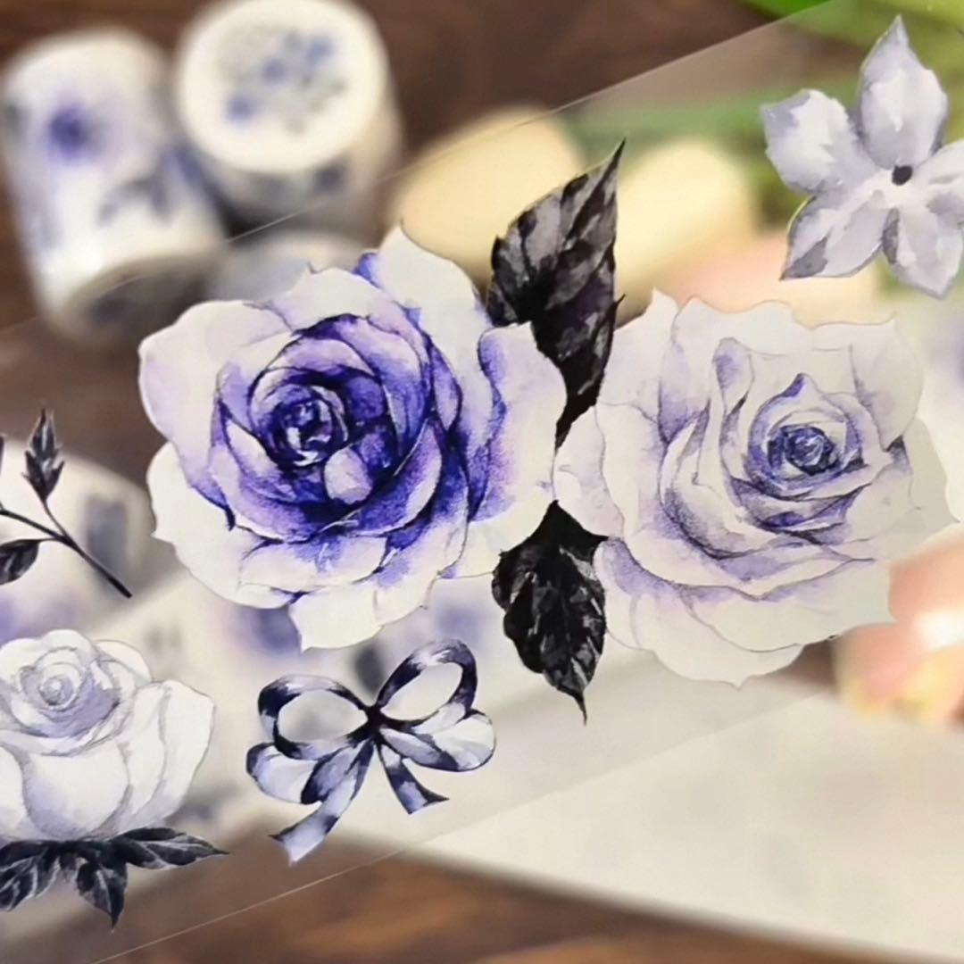 新品　凝夜紫シリーズ　PET亮面マスキングテープ　マステ　6m