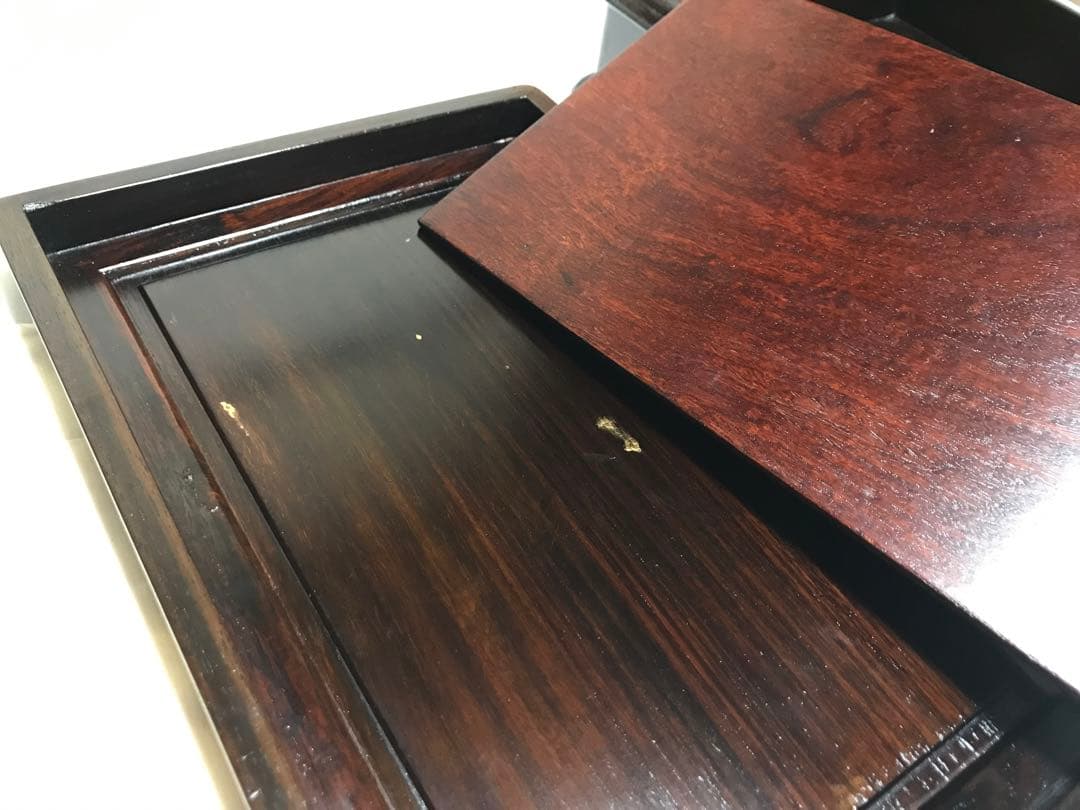 書道具 唐木 紫檀 足付 硯箱