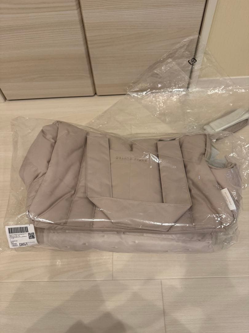 ジェラートピケ キルティングキャリーバック ベージュ