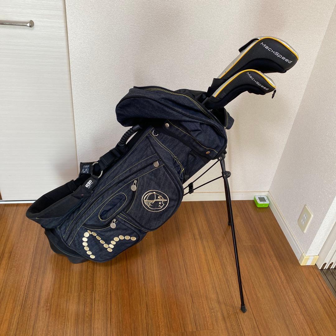 エヴィス　デニム キャディバッグ スタンド機能　グローブ等おまけ付　EVISU