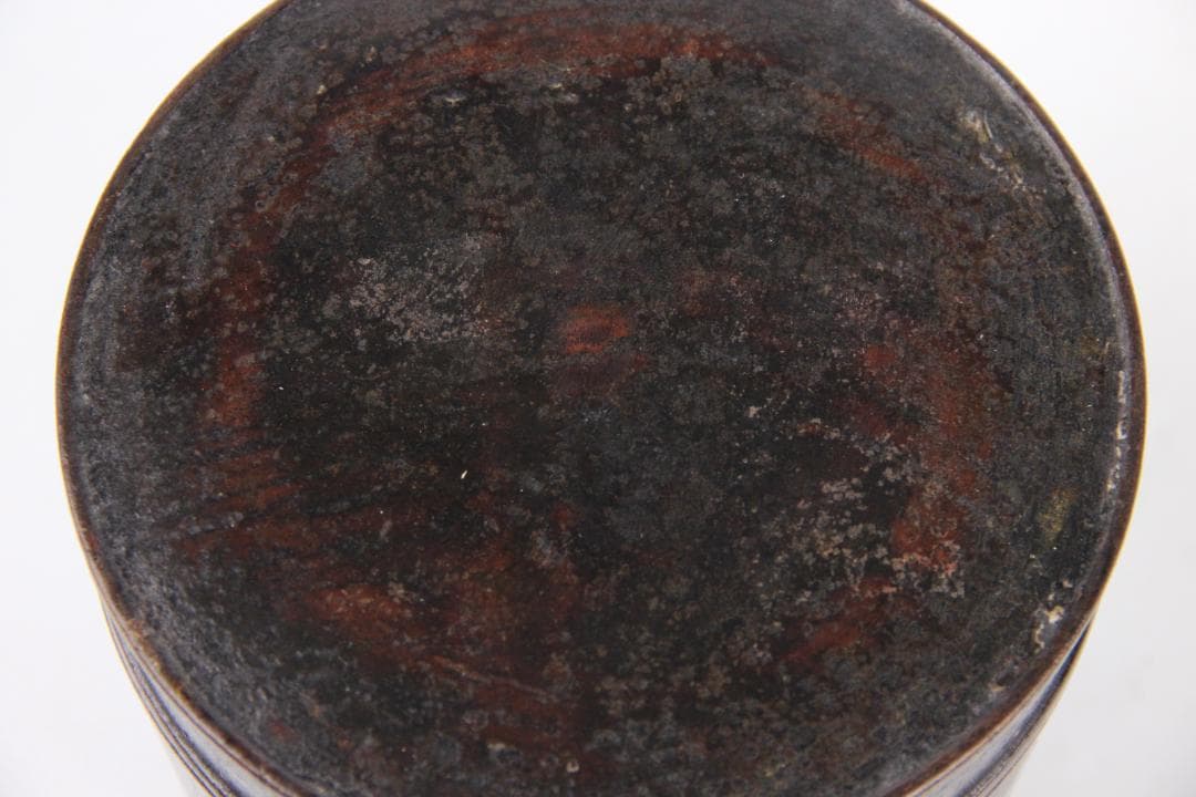 明末清初中国 木胎 黒漆 筒形容器 民窯 民用 漆器 物入れ ED11-23