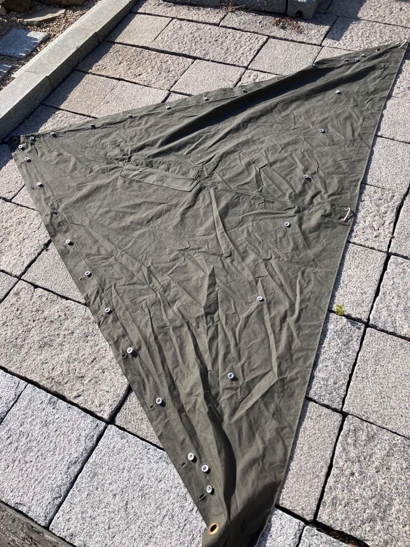 スウェーデン軍幕　初期グレー4枚　ポール付き