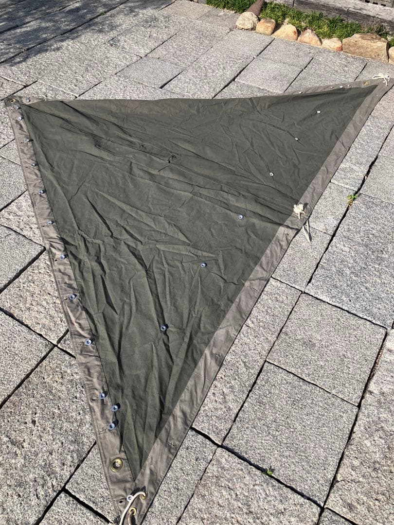 スウェーデン軍幕　初期グレー4枚　ポール付き