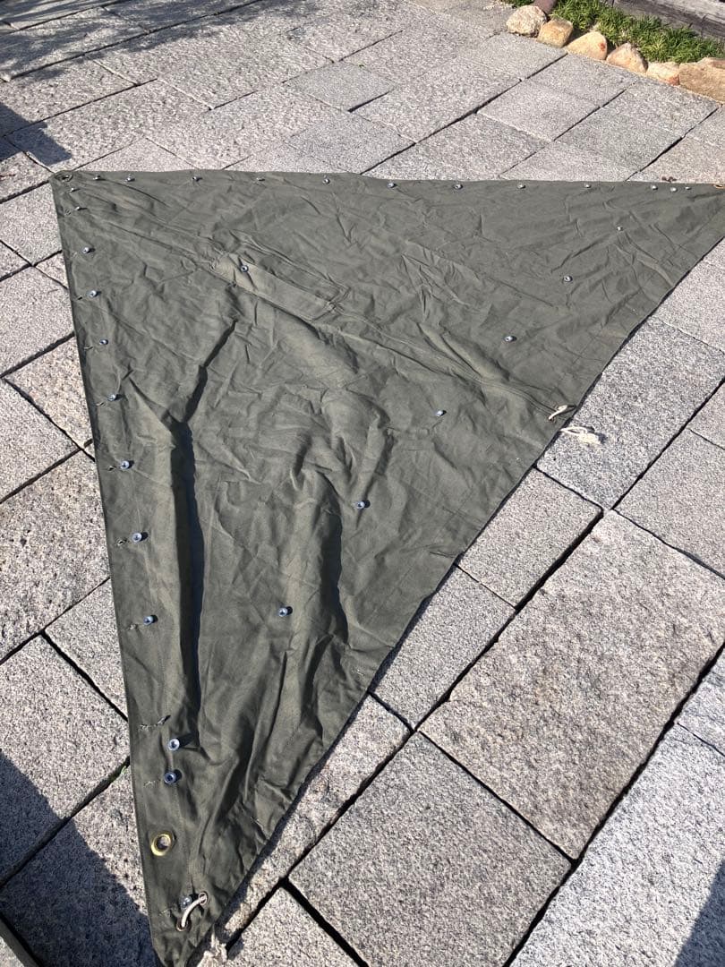 スウェーデン軍幕　初期グレー4枚　ポール付き