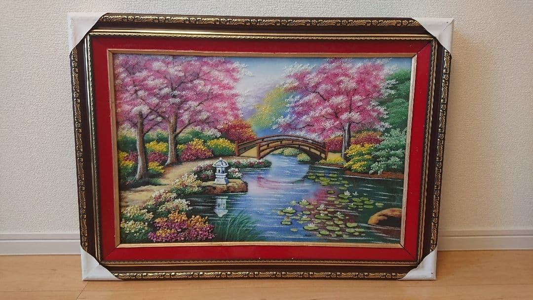 ベトナム製 宝石絵画 「花のある庭園」