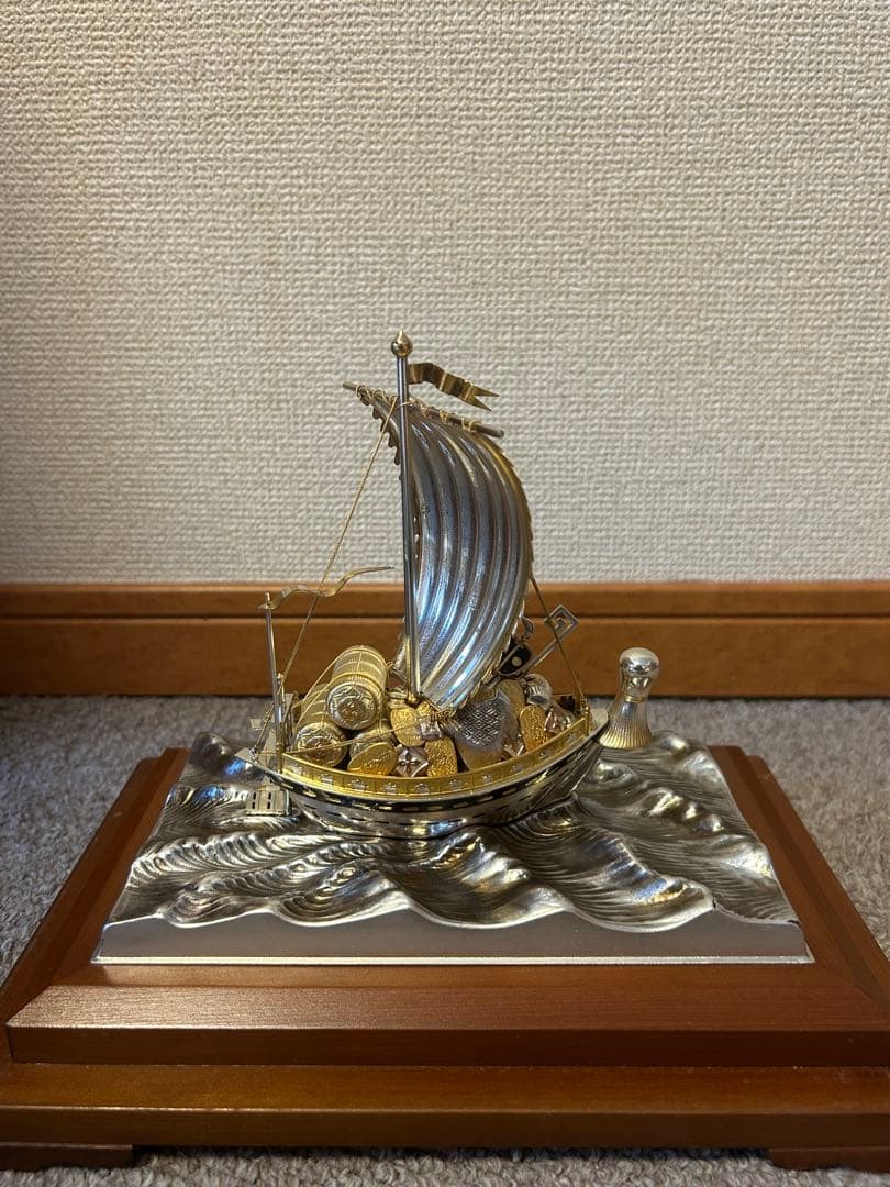 武比古 銀製 宝船 5号（房）銀船 置物 縁起物 ケース付き
