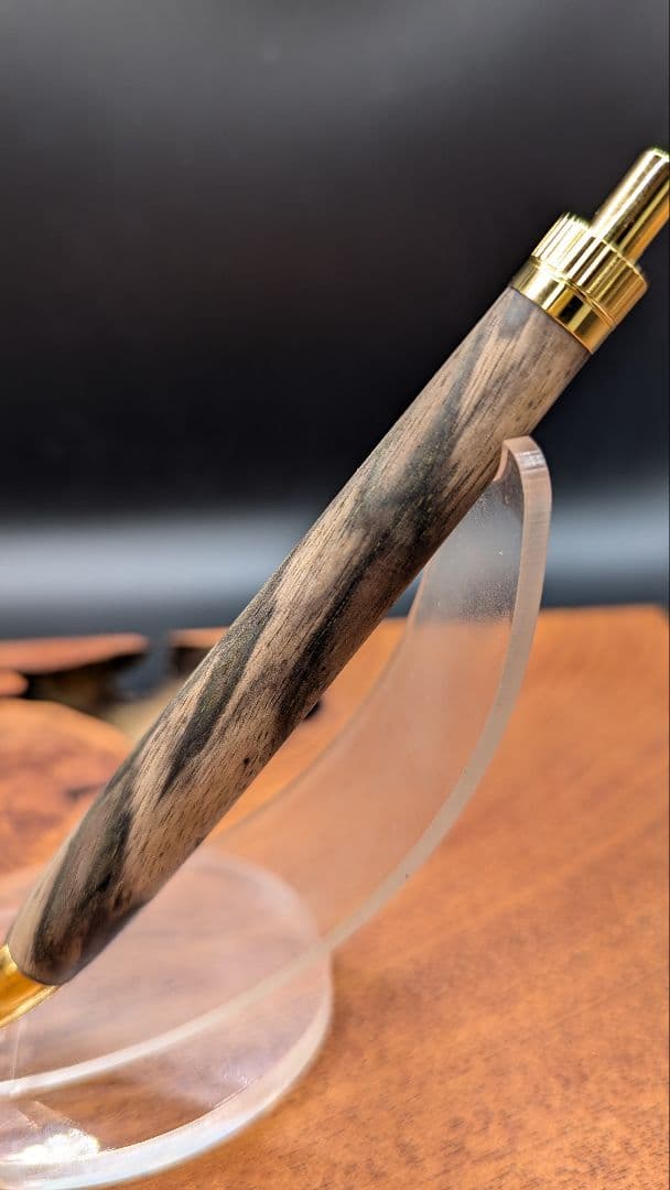 620極上　黒柿孔雀杢　木軸シャーペン　ボールペン