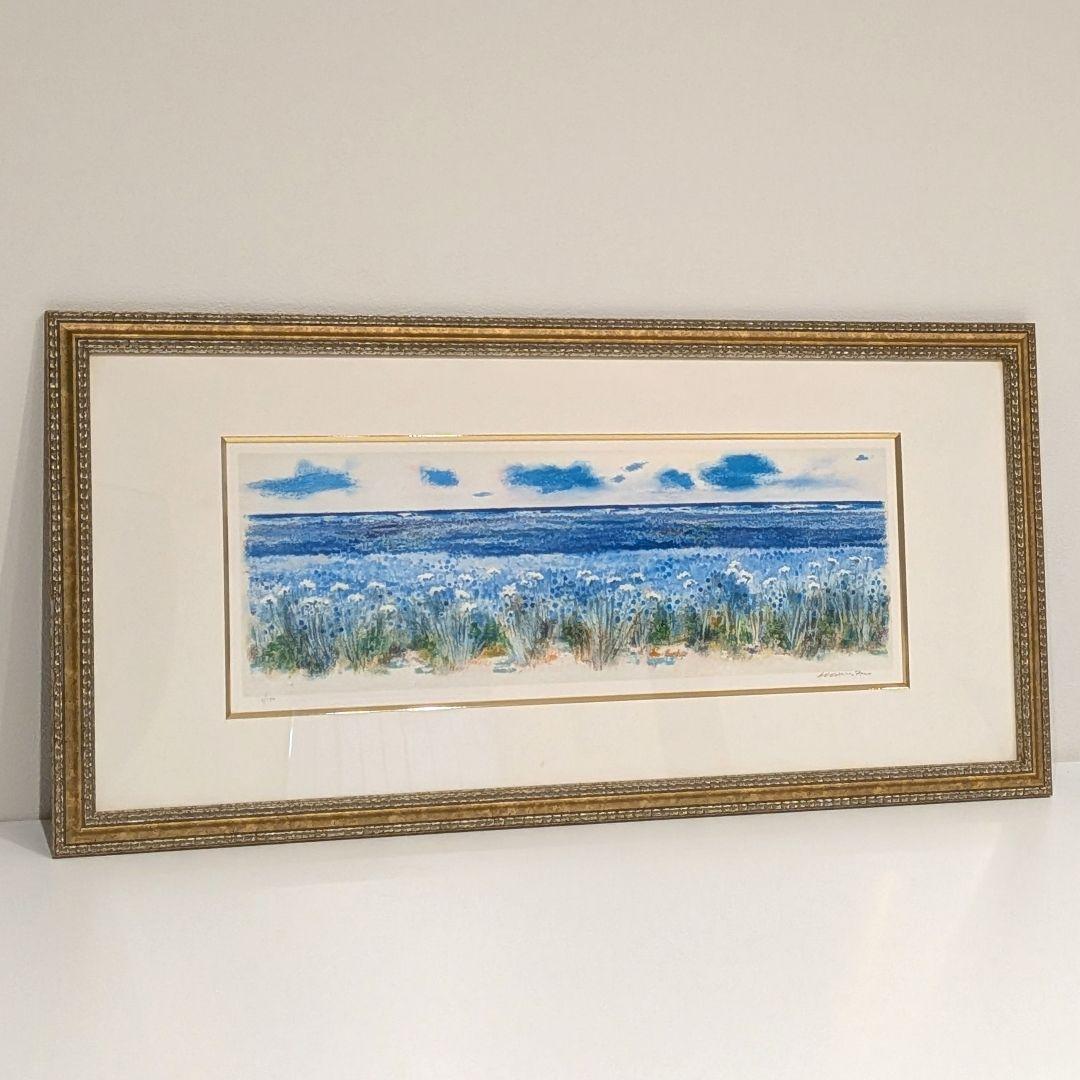 イタリアの芸術家ナターレ・アダミアーノによるリトグラフ「亜麻の花畑」3/150