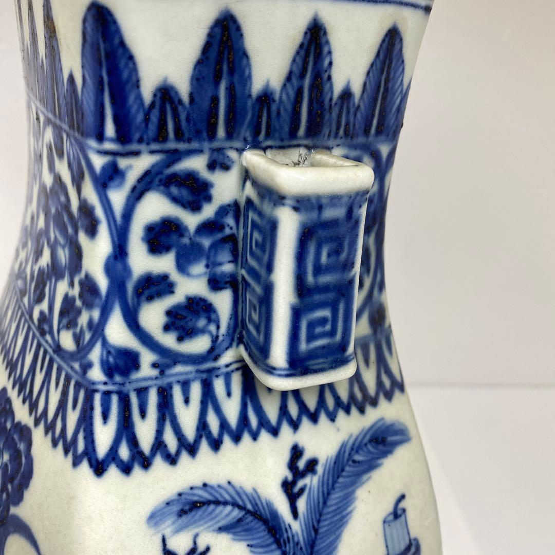 専用　中国美術　青花花瓶　高さ31㎝　タルチ　東さ7-0206①