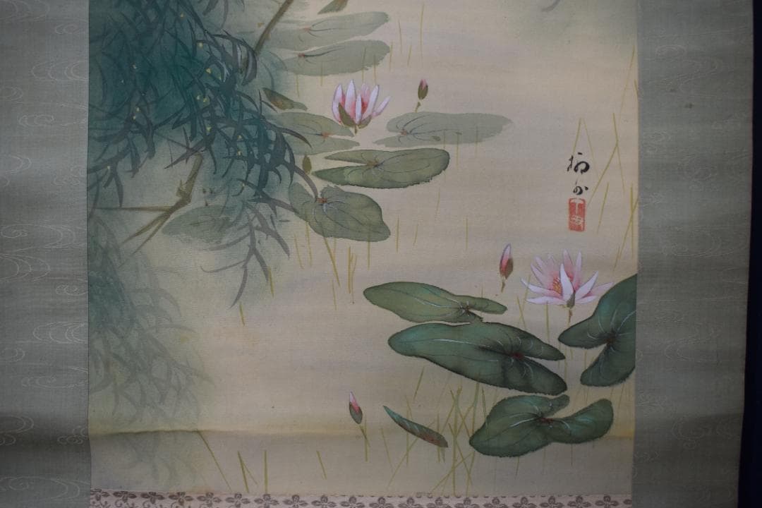 【真作】益田柳外/夏汀カワセミ図/雪中南天図/双幅/掛軸☆宝船☆Z-175