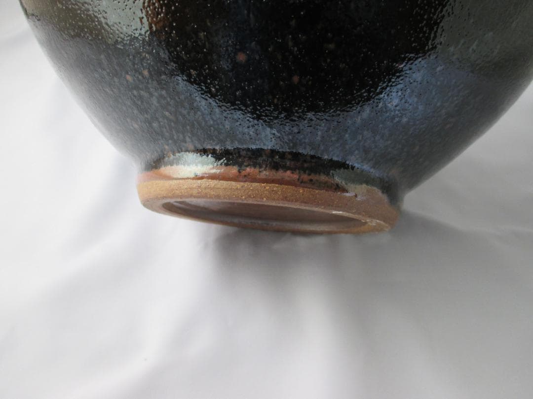 島根県　出西窯　【SHUSSAI】黒釉　柚子肌　壺 花瓶　未使用