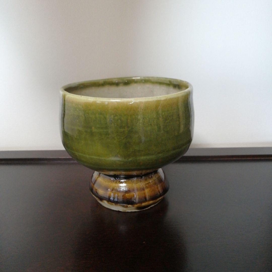 河井寛次郎　緑釉碗　紅葩識箱