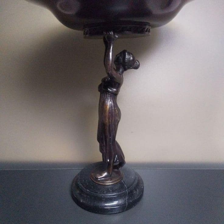 ◎西洋アンティーク ブロンズ像 (小物入れ) 置物 ミッドセンチュリー