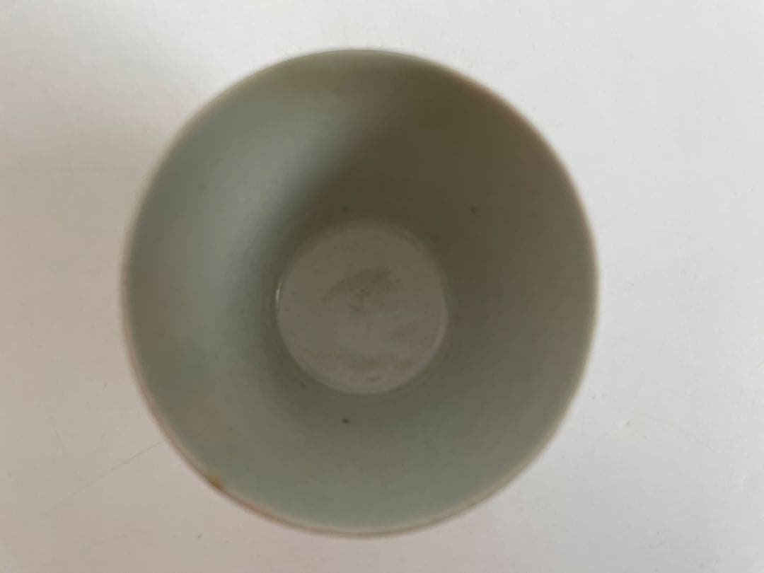 骨董　古伊万里　染付　草花文様　蕎麦猪口　高台付　縁共色直しあり