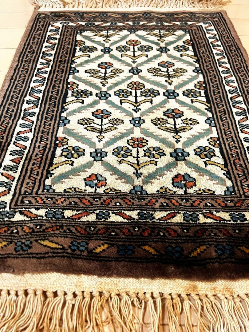 オールド ペルシャ絨毯 シルク/ウール混 61㎝